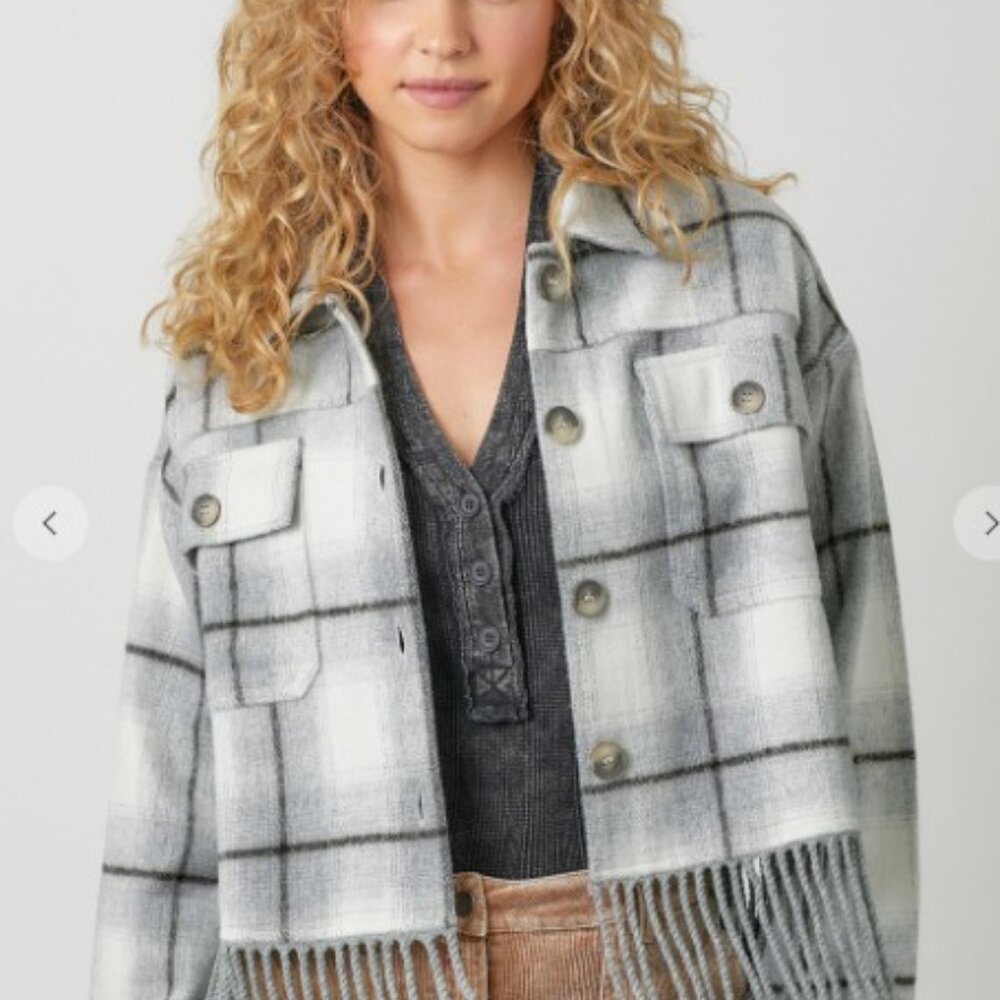 Fringe Hem Plaid "Shacket" NWT - Picture 11 of 11